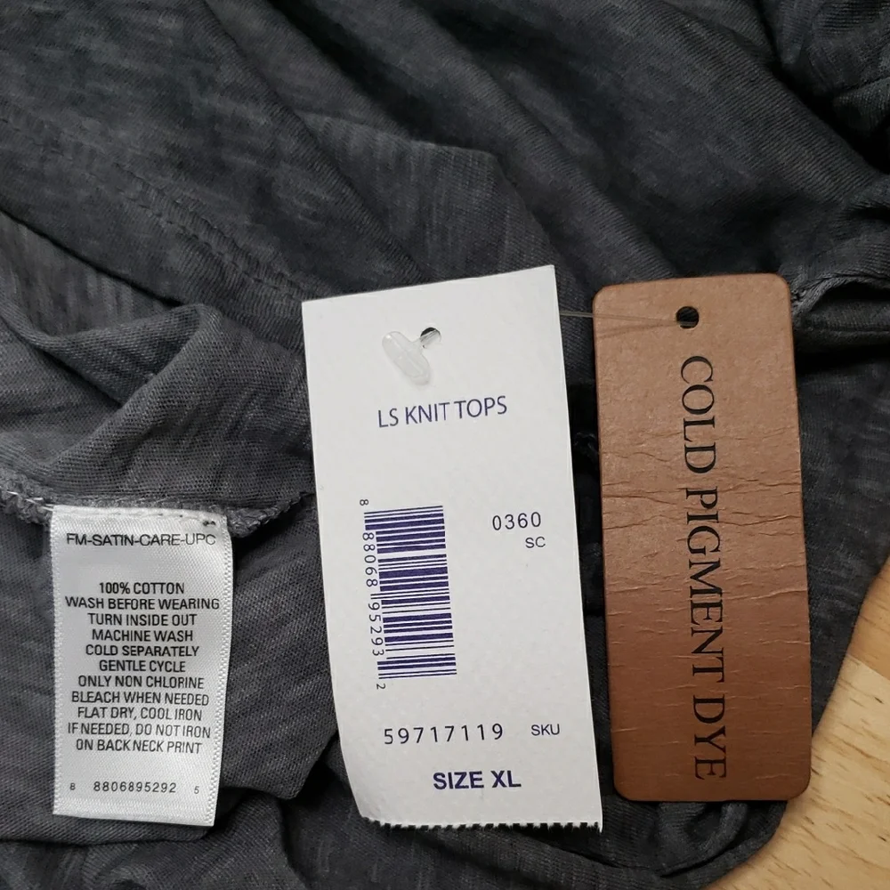 Great Northwest Indigo Gray Long Sleeve, V-Neck Blouse - Picture 5 of 7